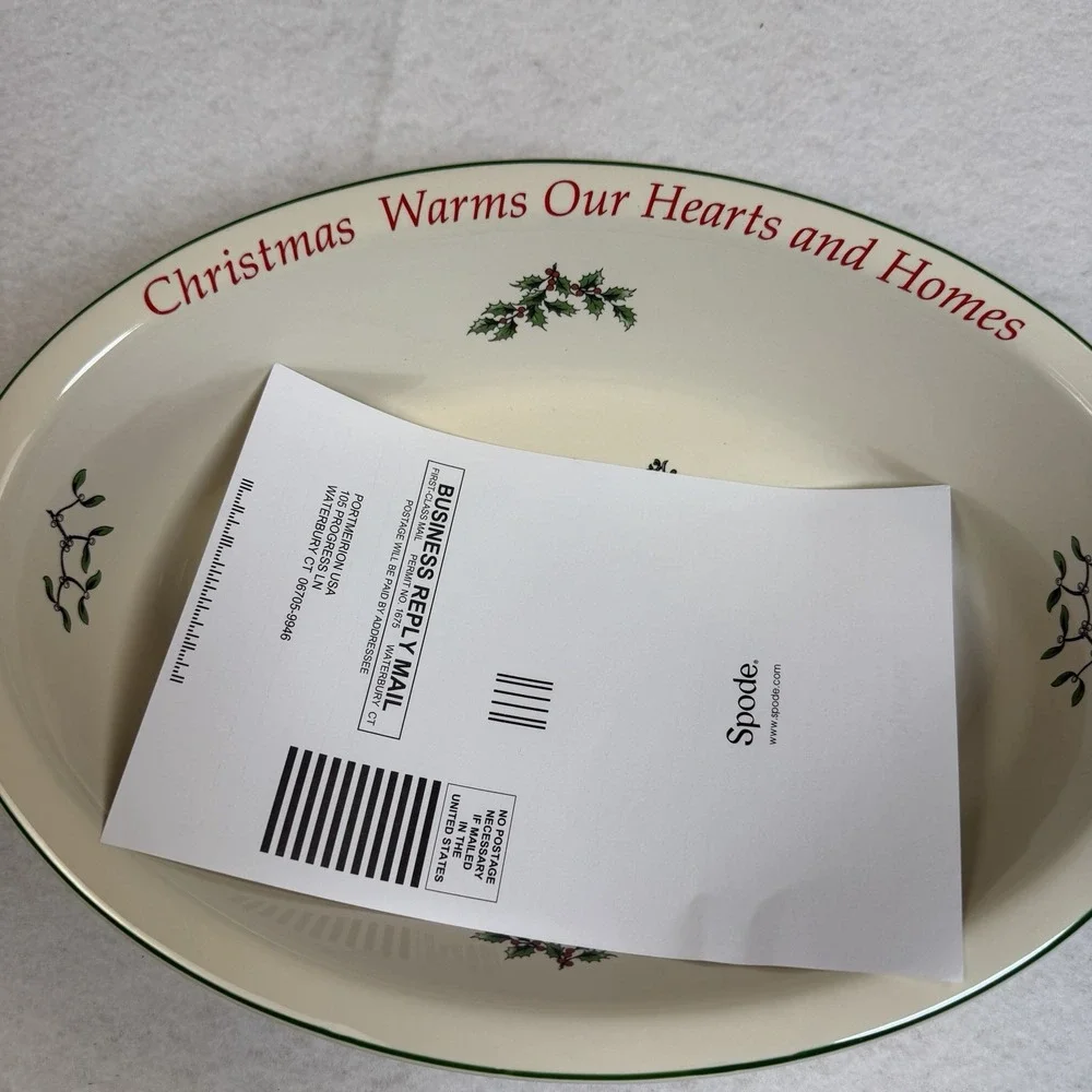 Spode Christmas Tree Sentiment Oval Rim Dish 12.75